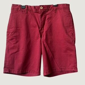 Pull&Bear Flat Front Chino Shorts Mens 30 Red Preppy Smart Casual